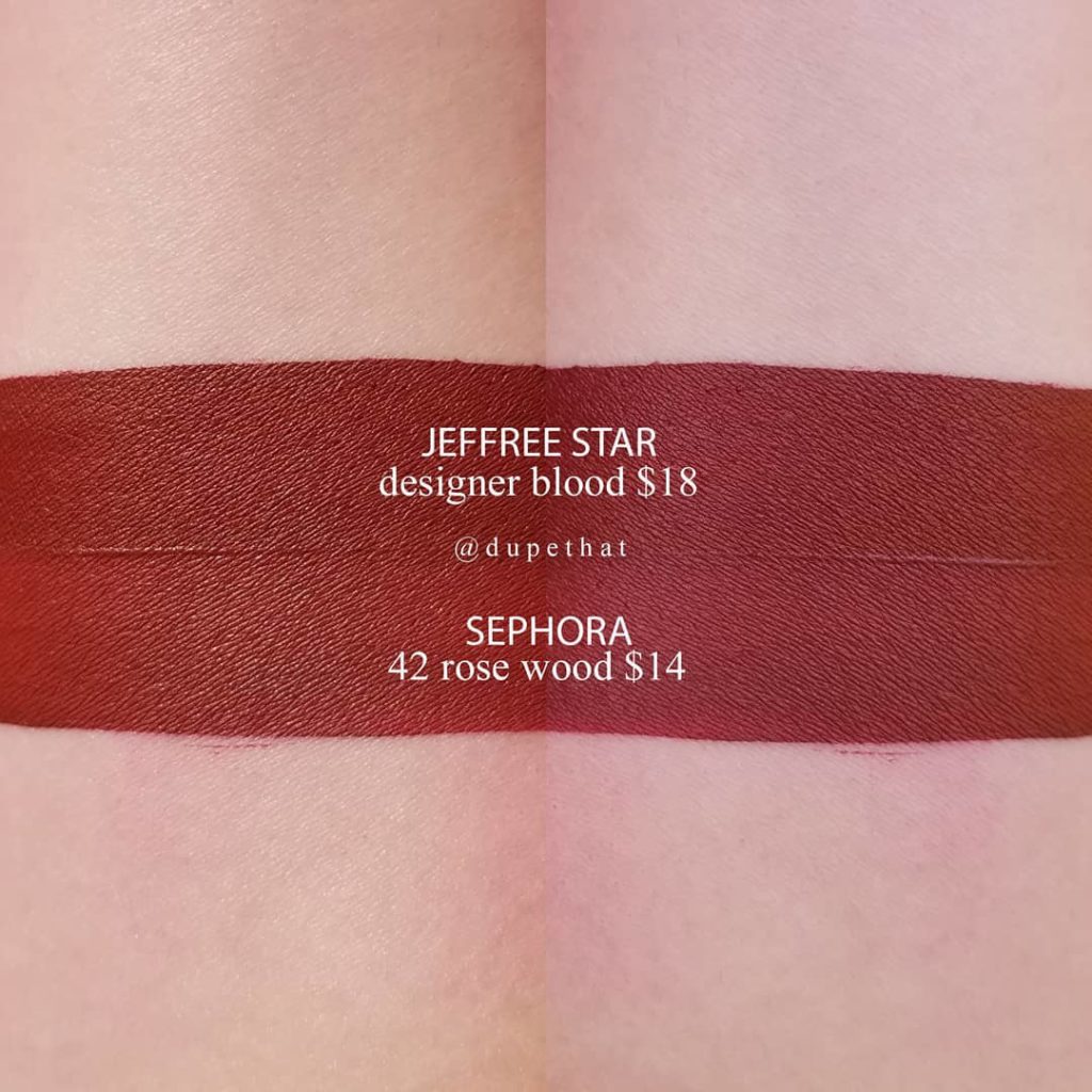Jeffree Star Designer Blood Velour Liquid Lipstick Dupes