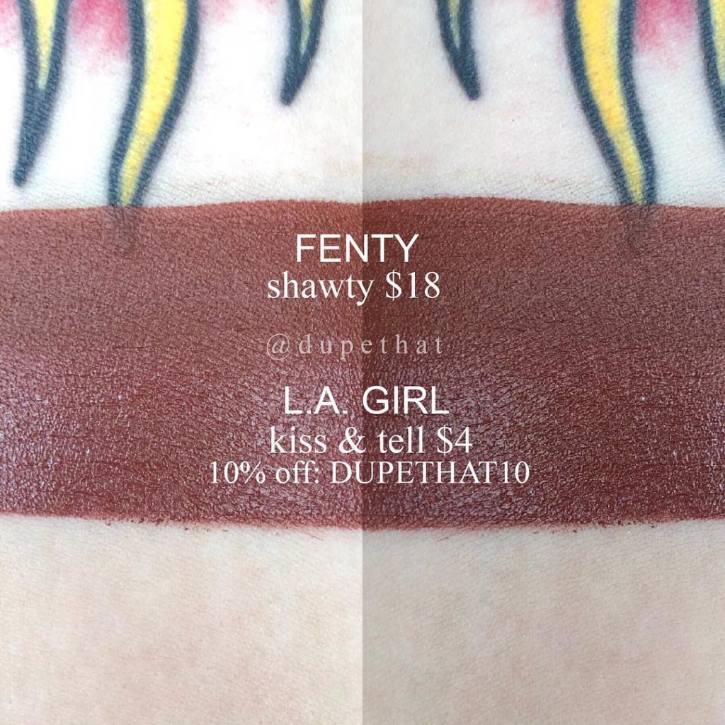 Fenty Beauty Shawty Mattemoiselle Plush Matte Lipstick Dupes