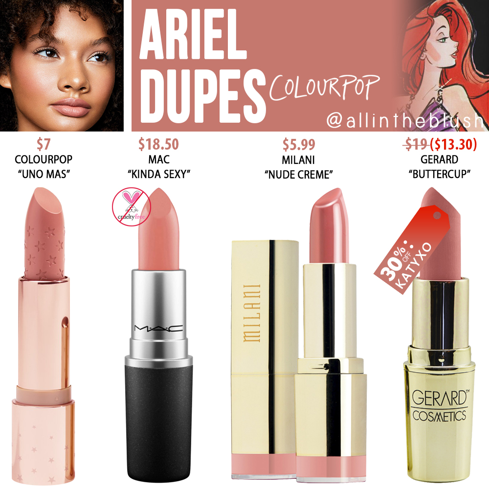 Colourpop Ariel Crème Lux Lipstick Dupes