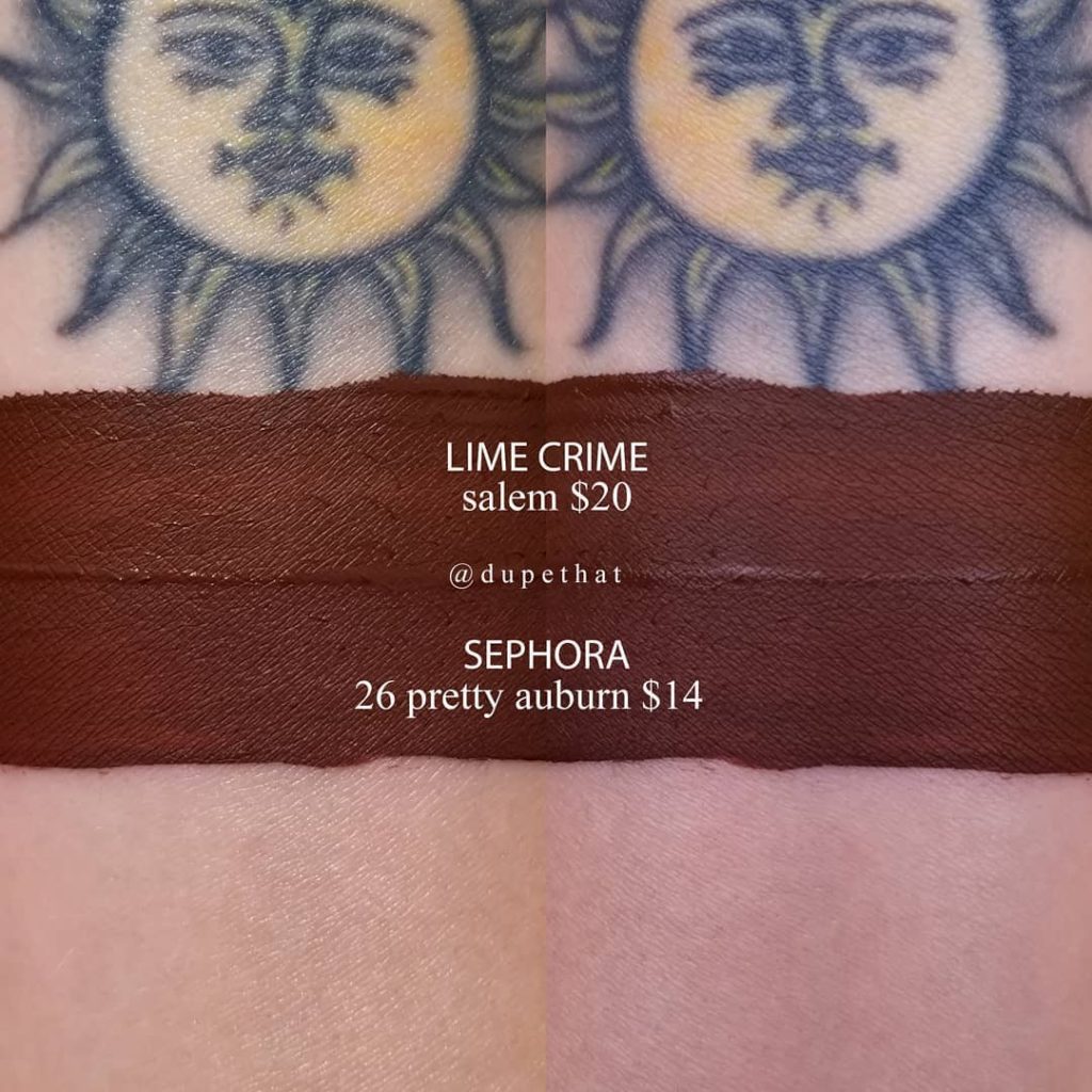 Lime Crime Salem Velvetine Liquid Lipstick Dupes