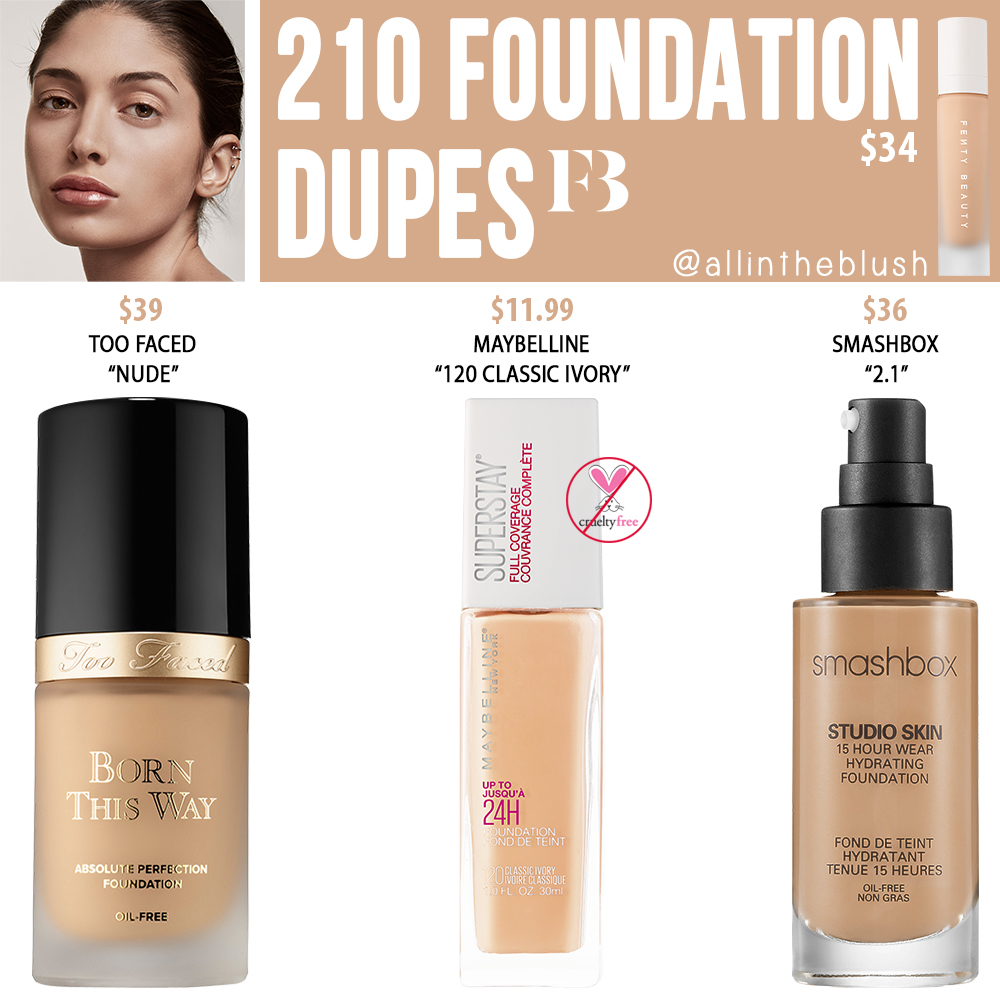 Fenty Beauty 210 Pro Filt’r Soft Matte Longwear Foundation Dupes