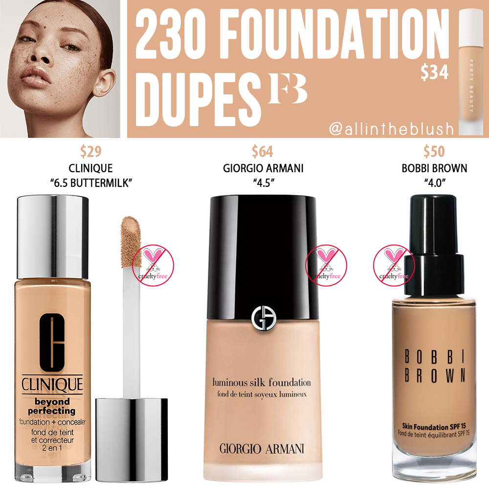 Fenty Beauty 230 Pro Filt'r Soft Matte Longwear Foundation Dupes