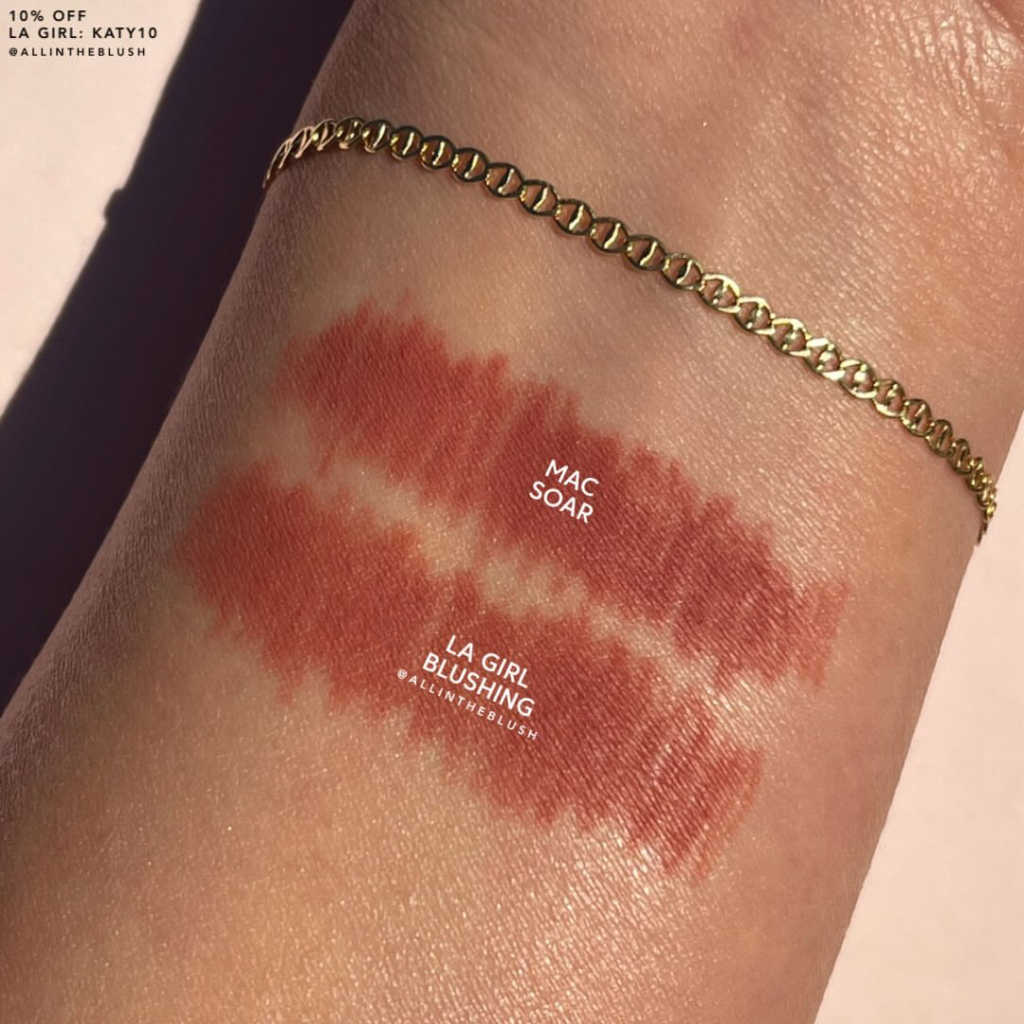 MAC Soar Lip Pencil Compared to LA Girl Blushing Lip Liner