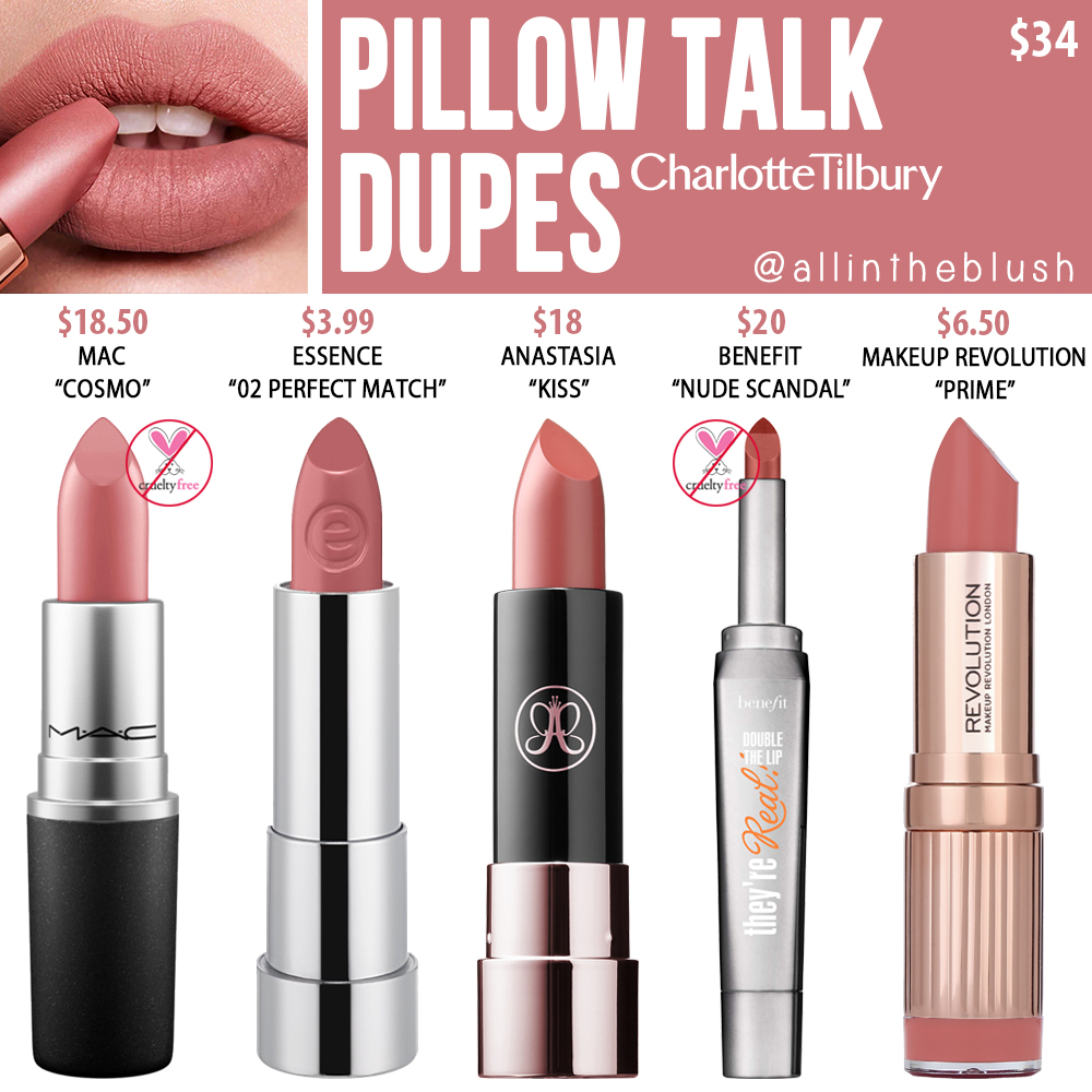 Charlotte Tilbury Pillow Talk Matte Revolution Lipstick Dupes