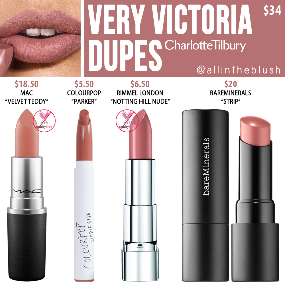 beeld verkiezing handboeien Charlotte Tilbury Very Victoria Matte Revolution Lipstick Dupes - All In  The Blush