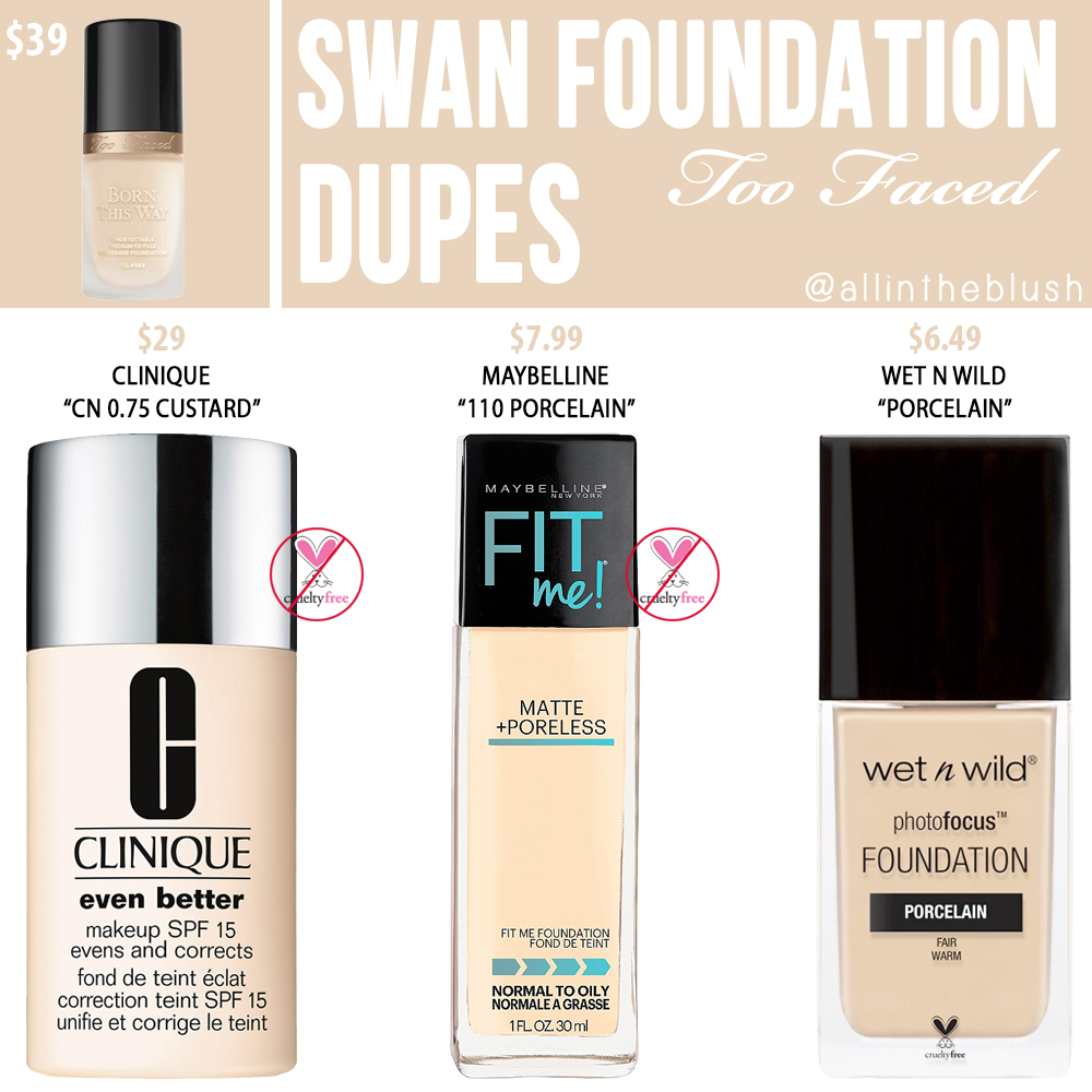 Too Faced Swan Born This Way Foundation Dupes - All In The Blush.