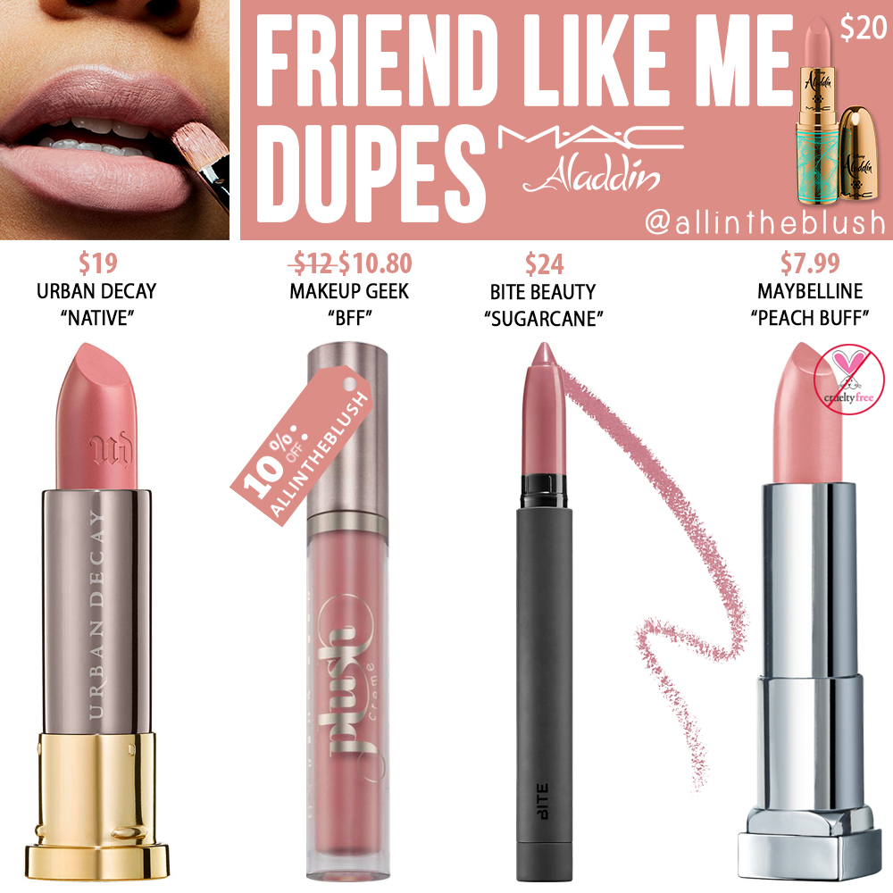 MAC Friend Like Me Lipstick Dupes [Disney Aladdin Collection]