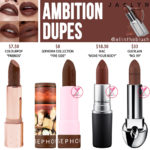 Jaclyn Cosmetics Ambition Lipstick Dupes