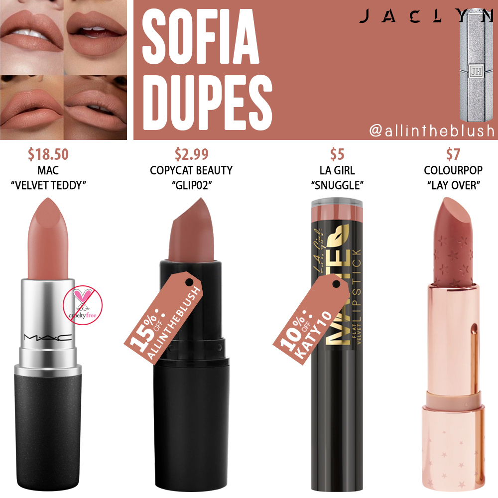 Jaclyn Hill Cosmetics Sofia Lipstick Dupes