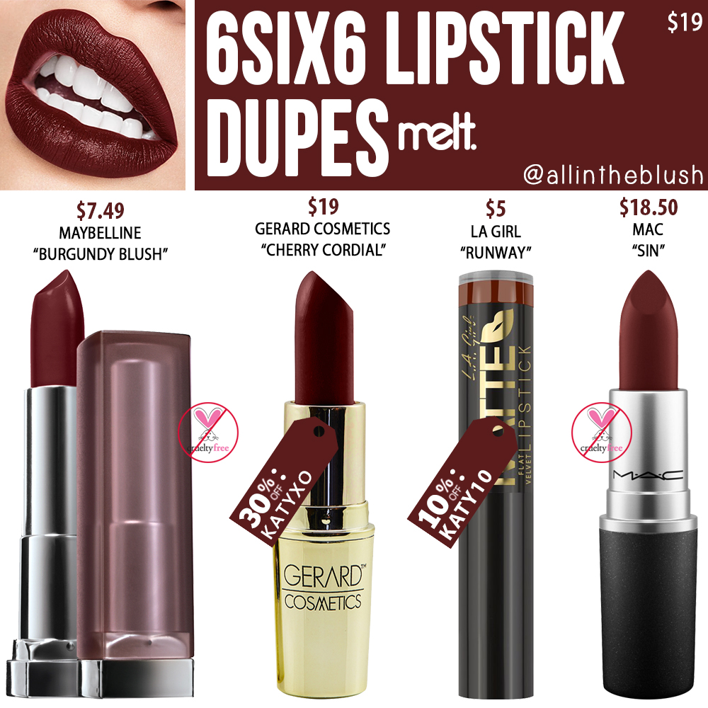 Melt Cosmetics 6six6 Liquid Lipstick Dupes