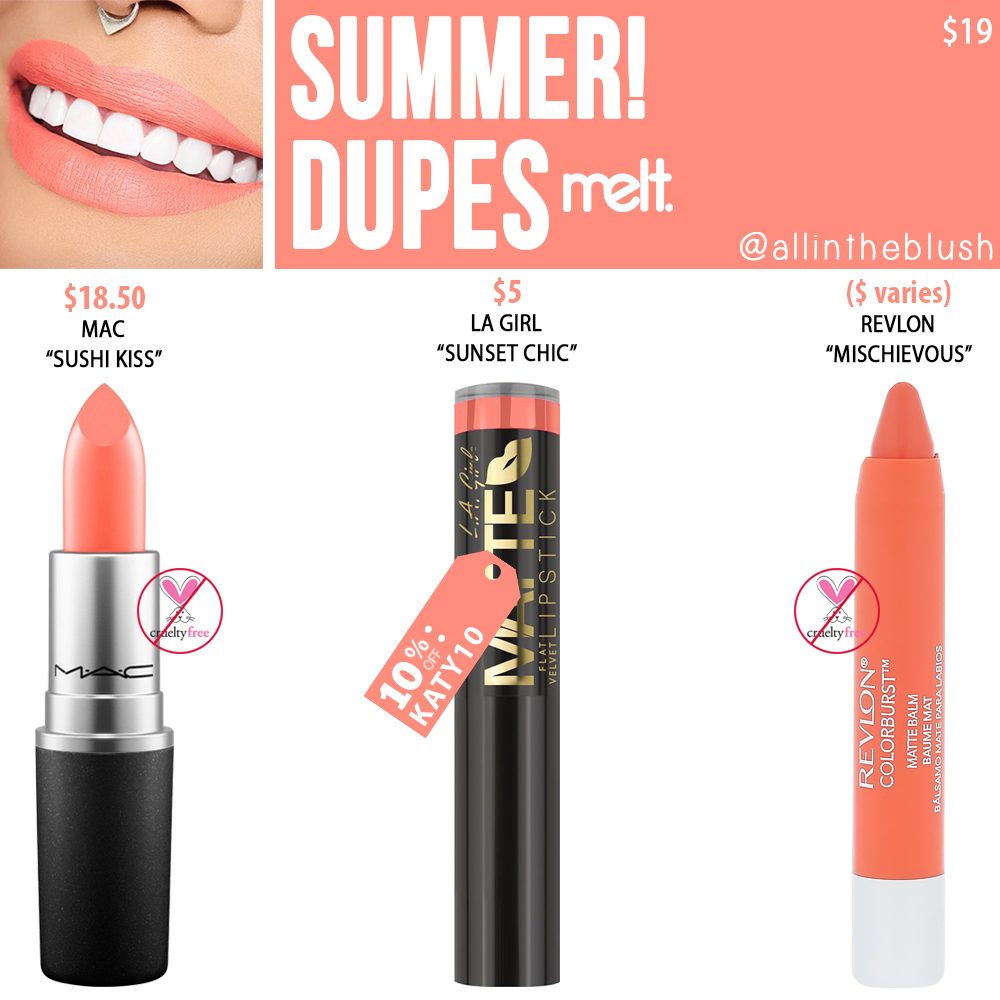 Melt Cosmetics Summer! Liquid Lipstick Dupes