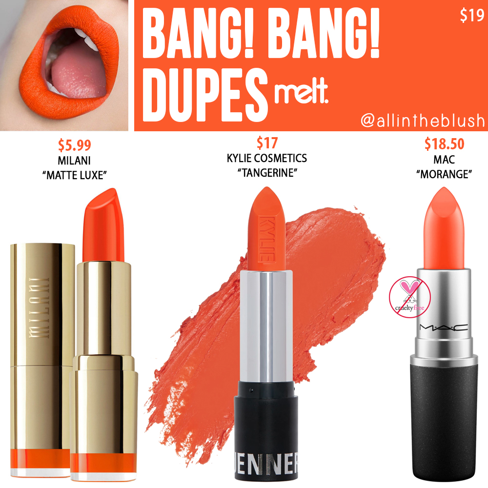 Melt Cosmetics Bang! Bang! Lipstick Dupes