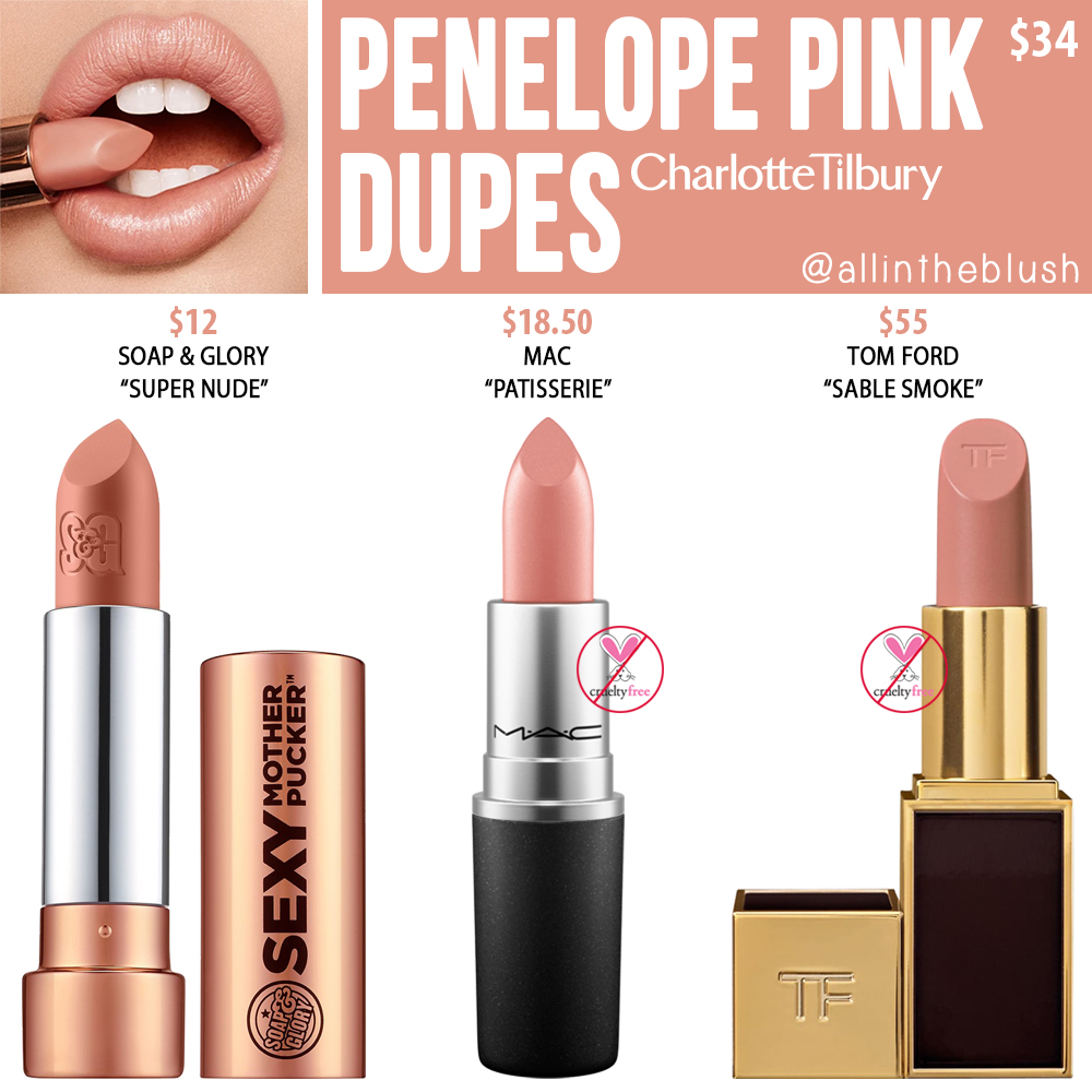 Charlotte Tilbury Penelope Pink Lipstick Dupes - All In The Blush