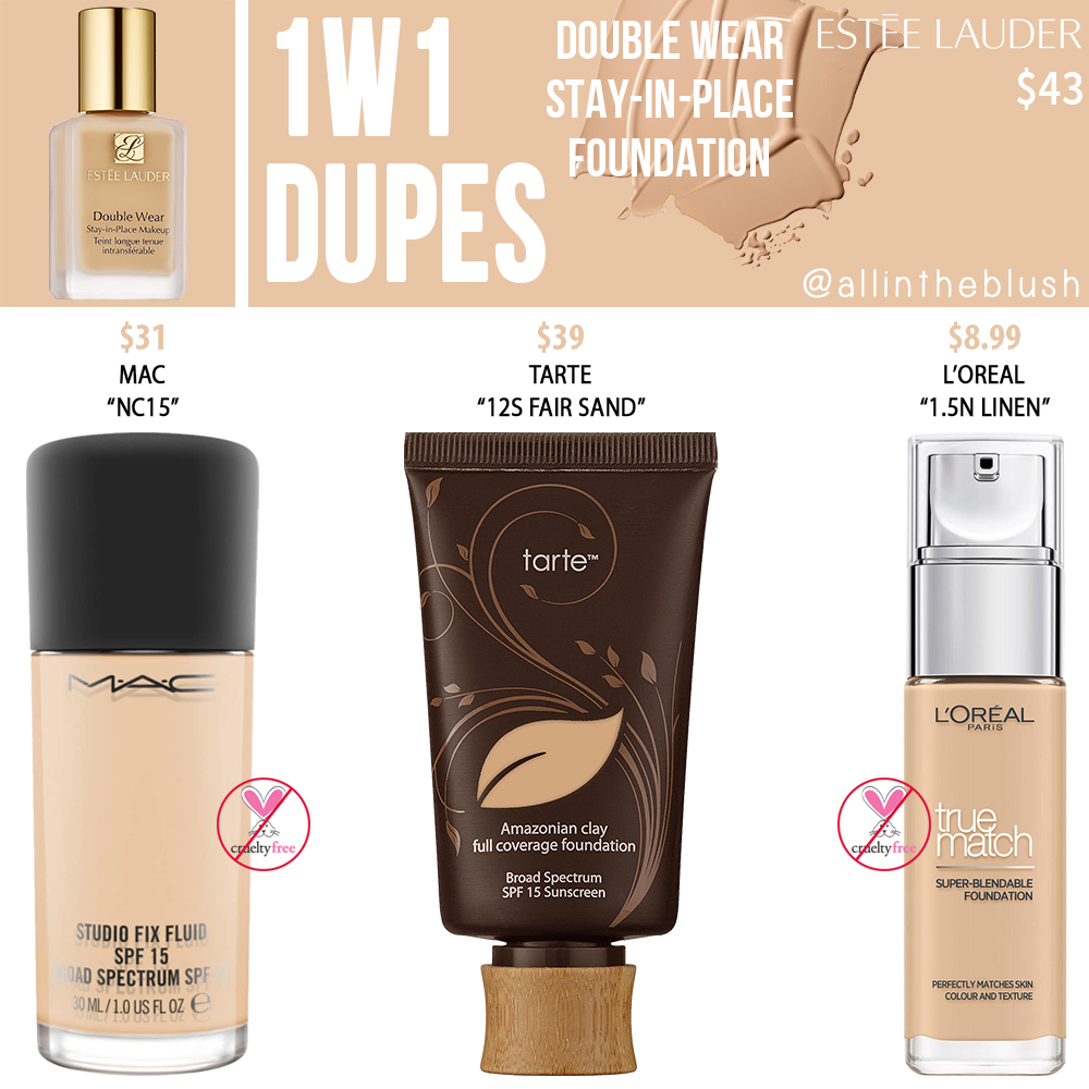 Estee Lauder 1W1 Double Wear Stay-in-Place Foundation Dupes