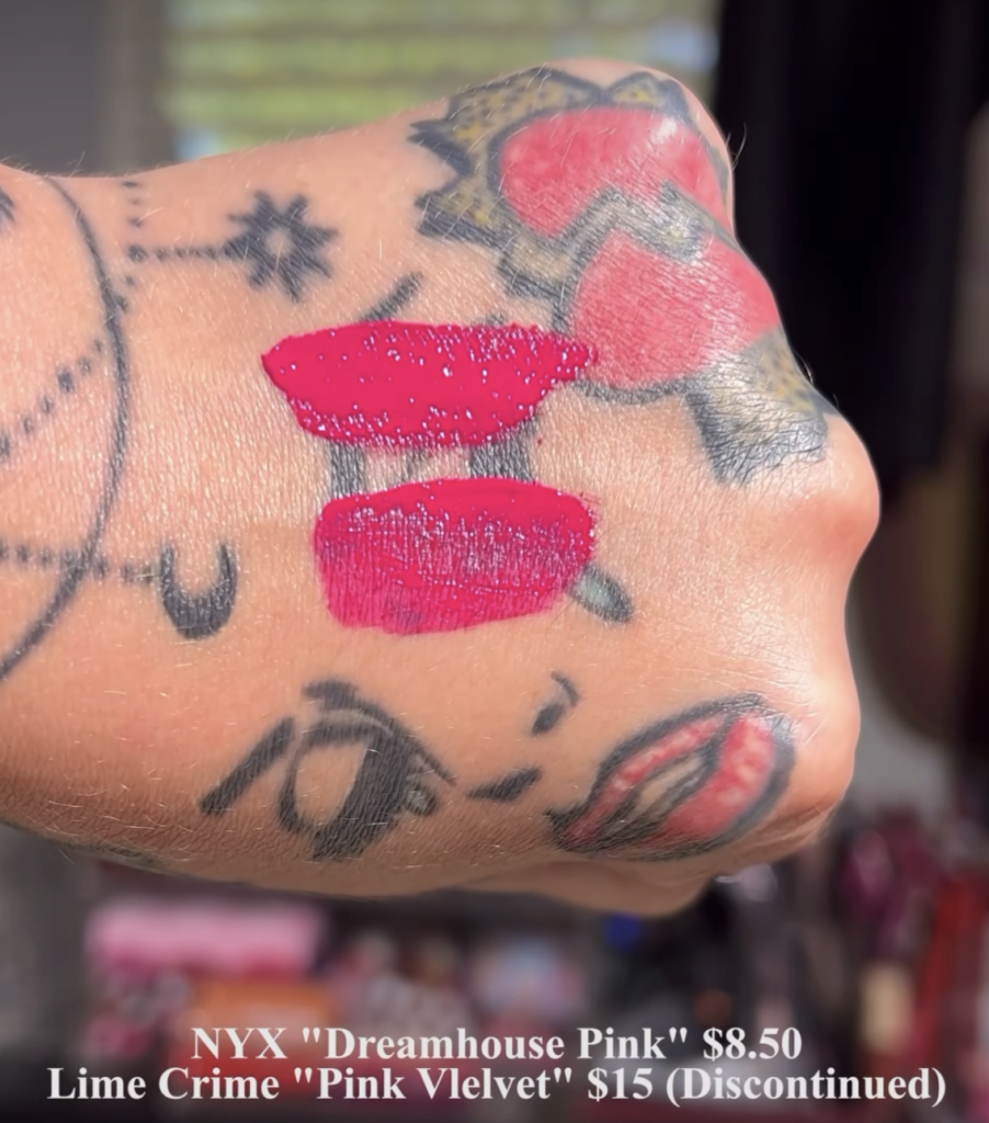 Lime Crime Pink Velvet Velvetine Liquid Lipstick Dupes