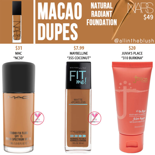 NARS Macao Natural Radiant Foundation Dupes All In The Blush