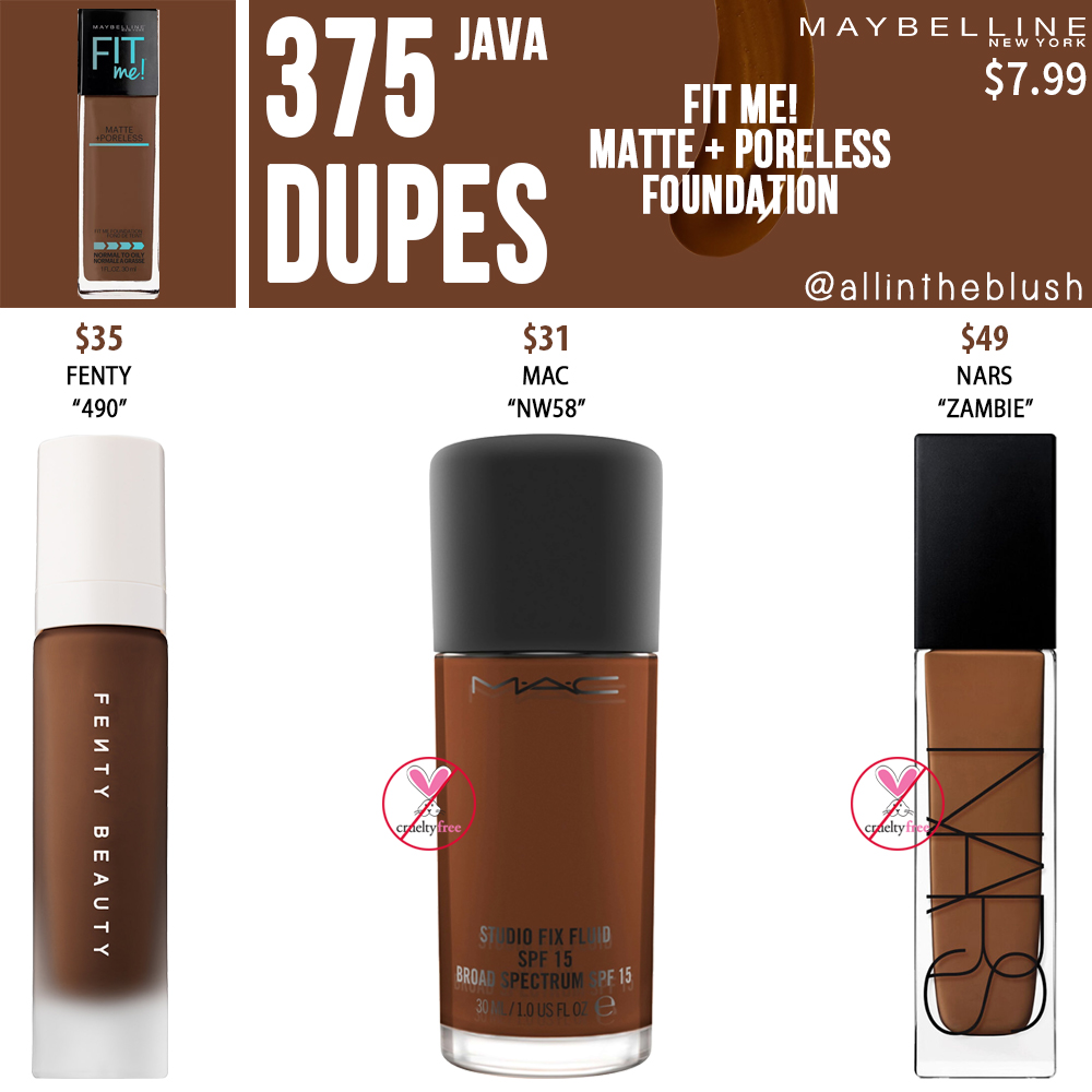 Maybelline 375 Java Fit Me Matte Poreless Foundation Dupes All In The Blush