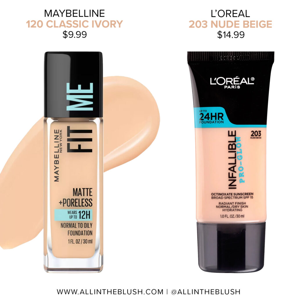 Maybelline 120 Classic Ivory FIT ME! Matte + Poreless Foundation Dupes