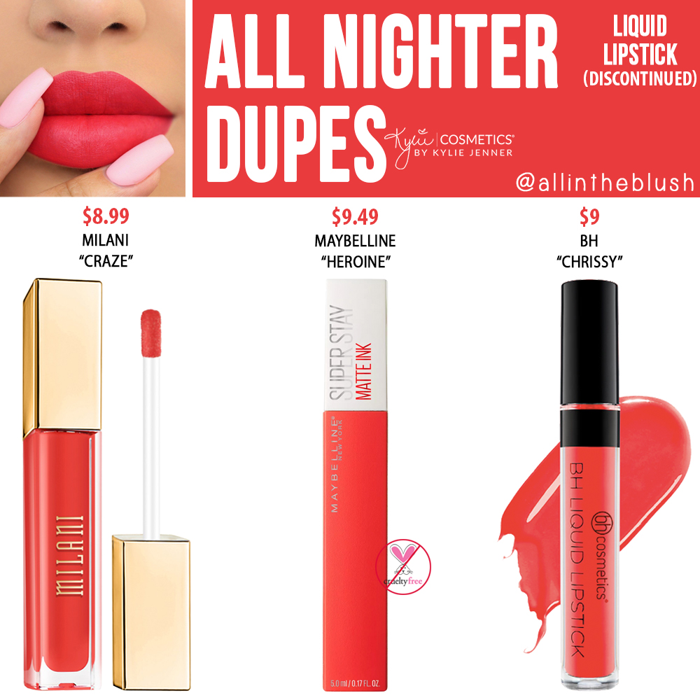 Kylie Cosmetics All Nighter Liquid Lipstick Dupes