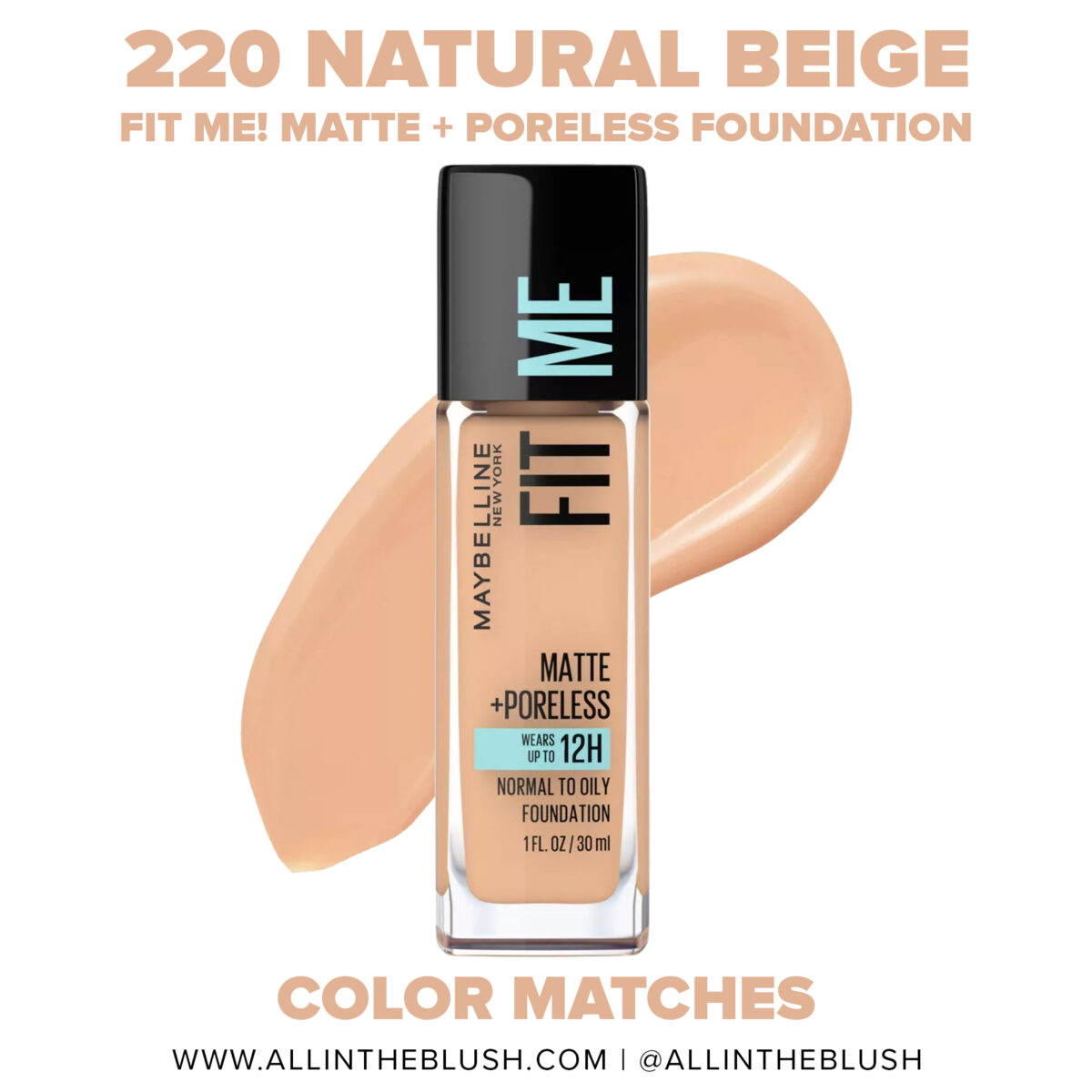 Maybelline 220 Natural Beige FIT ME! Matte + Poreless Foundation Dupes