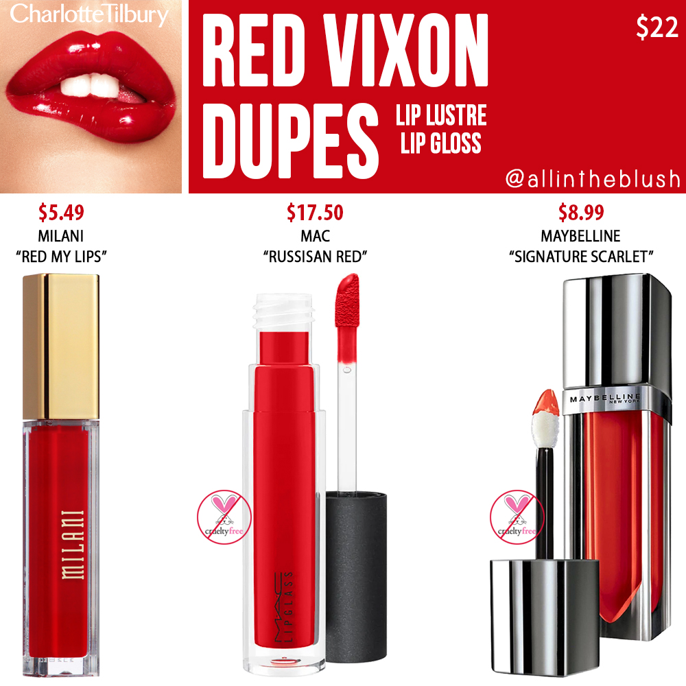 Charlotte Tilbury Red Vixon Lip Lustre Lip Gloss Dupes