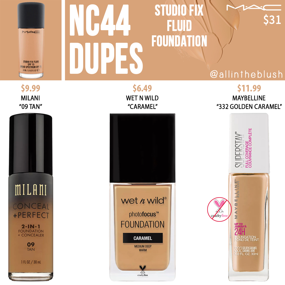 MAC NC44 Studio Fix Fluid Foundation Dupes