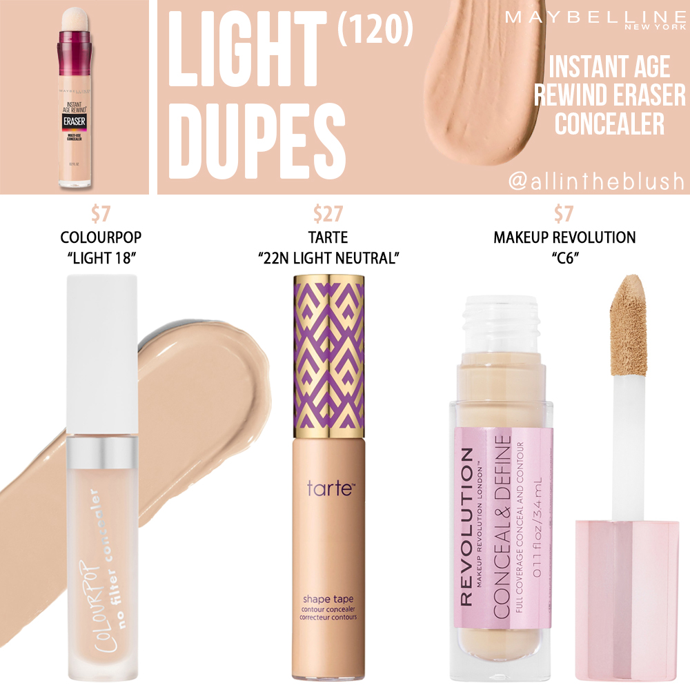 Maybelline Light Instant Age Rewind Eraser Dark Treatment Concealer Dupes - All In The Blush