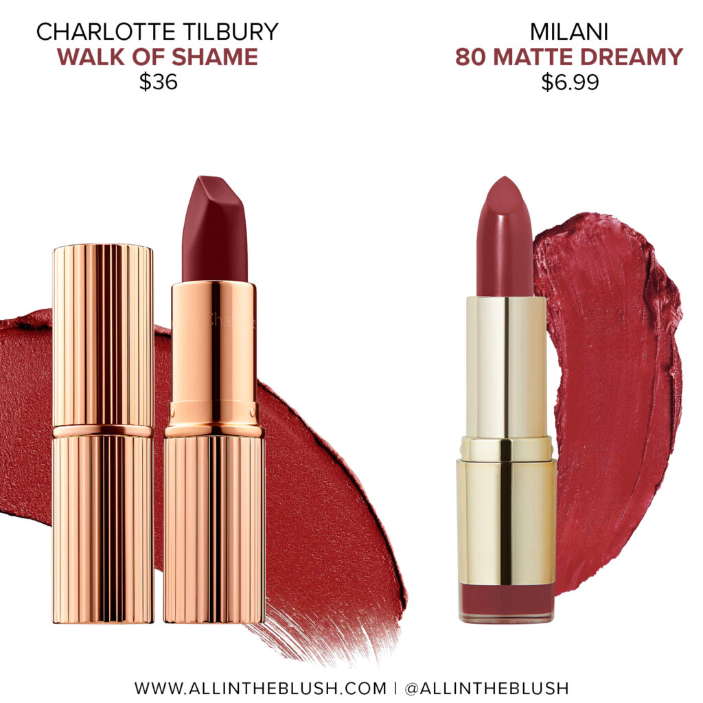 Charlotte Tilbury Walk of No Shame Lipstick Dupes