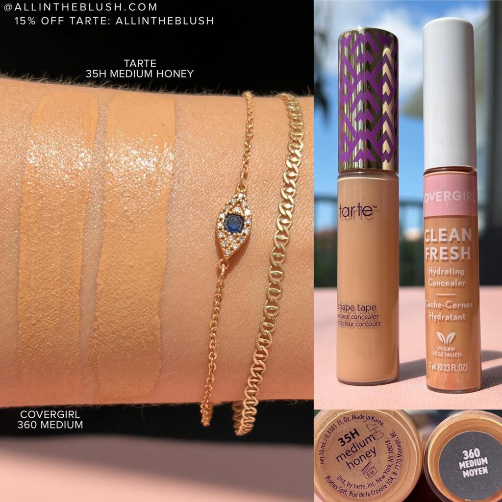 Tarte 35H Medium Honey Shape Tape Concealer & Covergirl 360 medium