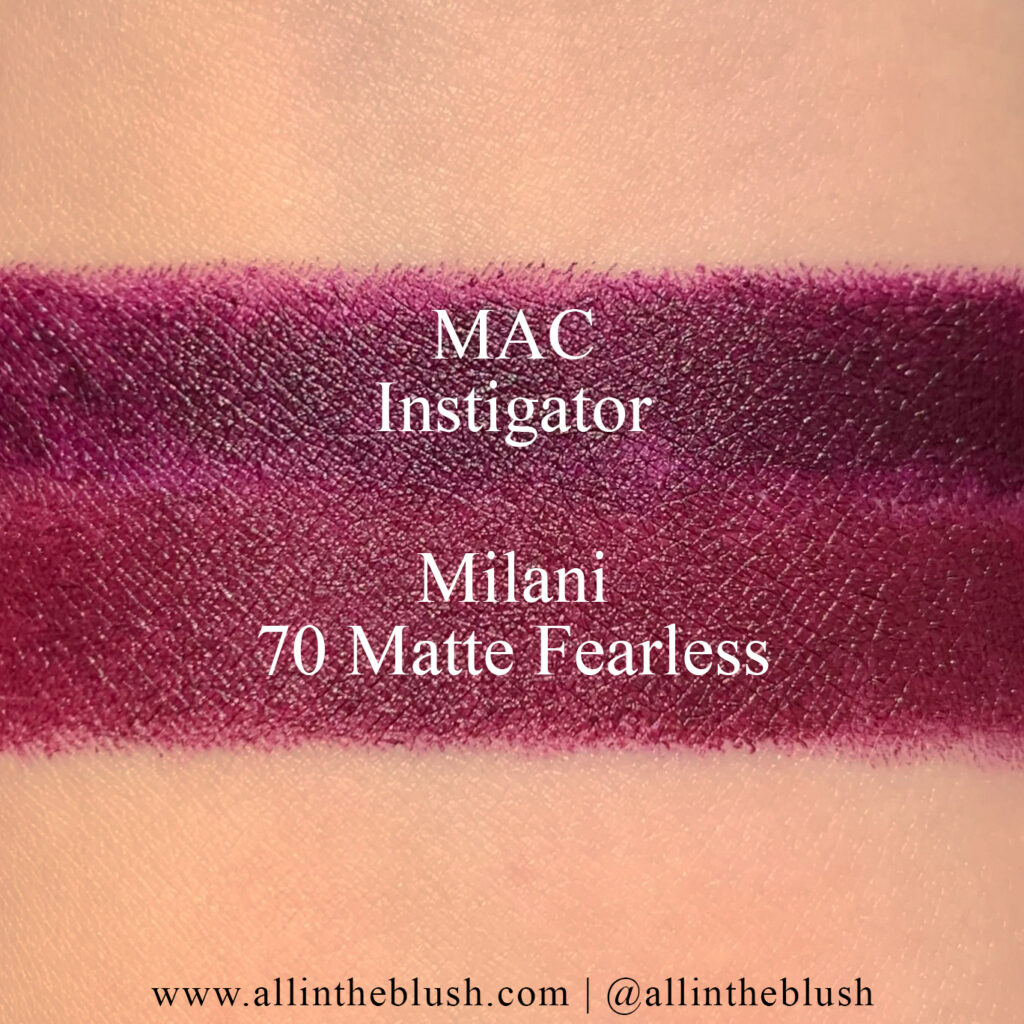 moderately warm-toned, dark purple with a satin finish