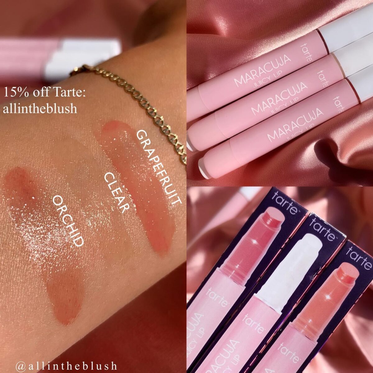 Tarte Maracuja Juicy Lip Balm Review & Swatches - Save 15% off Tarte with code: ALLINTHEBLUSH