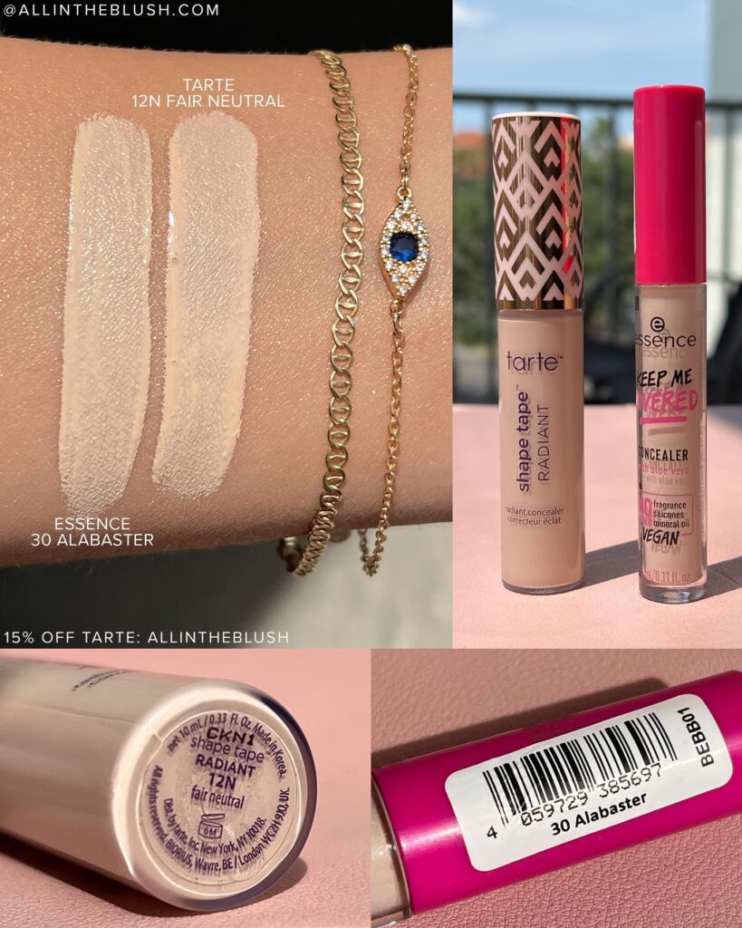 Tarte 12N Fair Neutral Shape Tape Radiant Concealer Color Matches