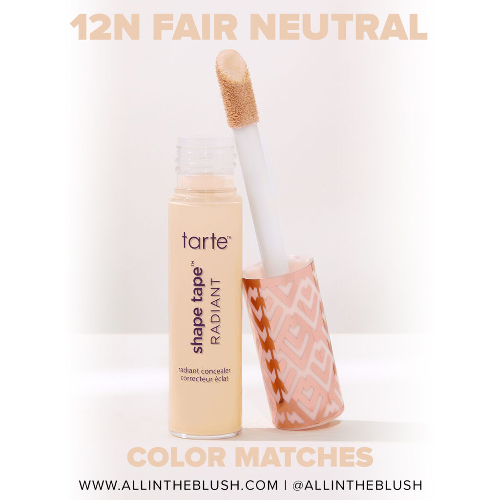 Tarte 12N Fair Neutral Shape Tape Radiant Concealer Color Matches