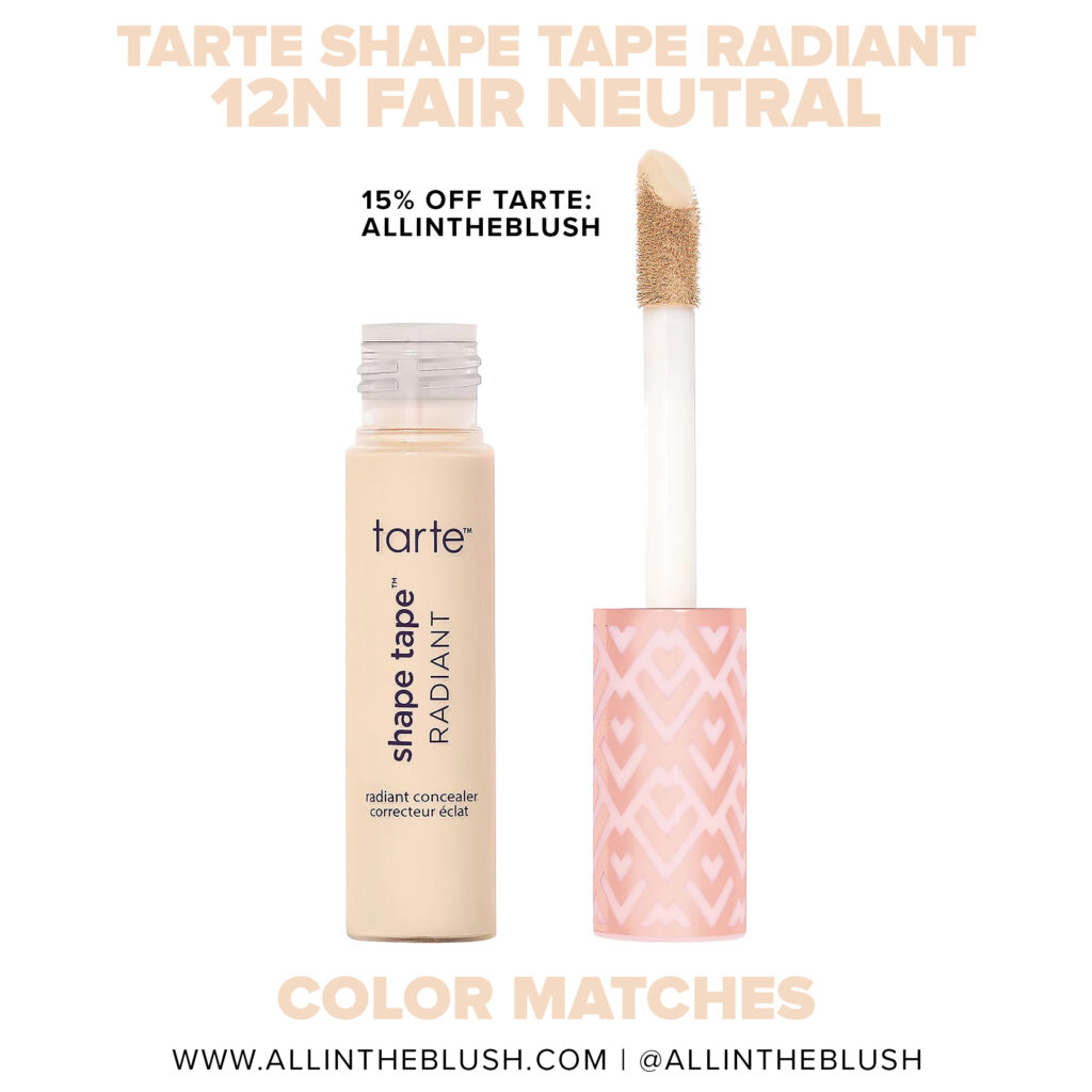 Tarte 12N Fair Neutral Shape Tape Radiant Concealer Color Matches