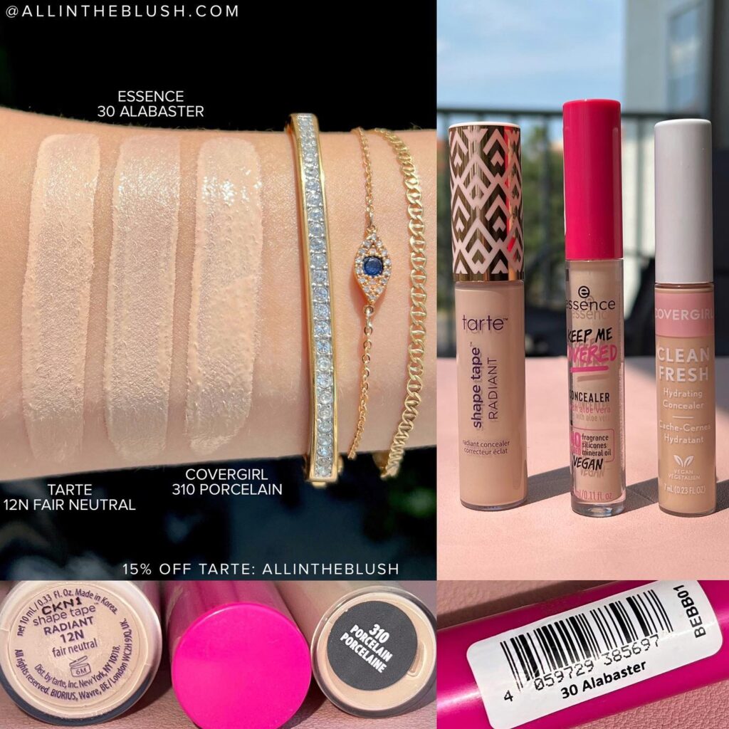 Tarte 12N Fair Neutral Shape Tape Radiant Concealer Color Matches