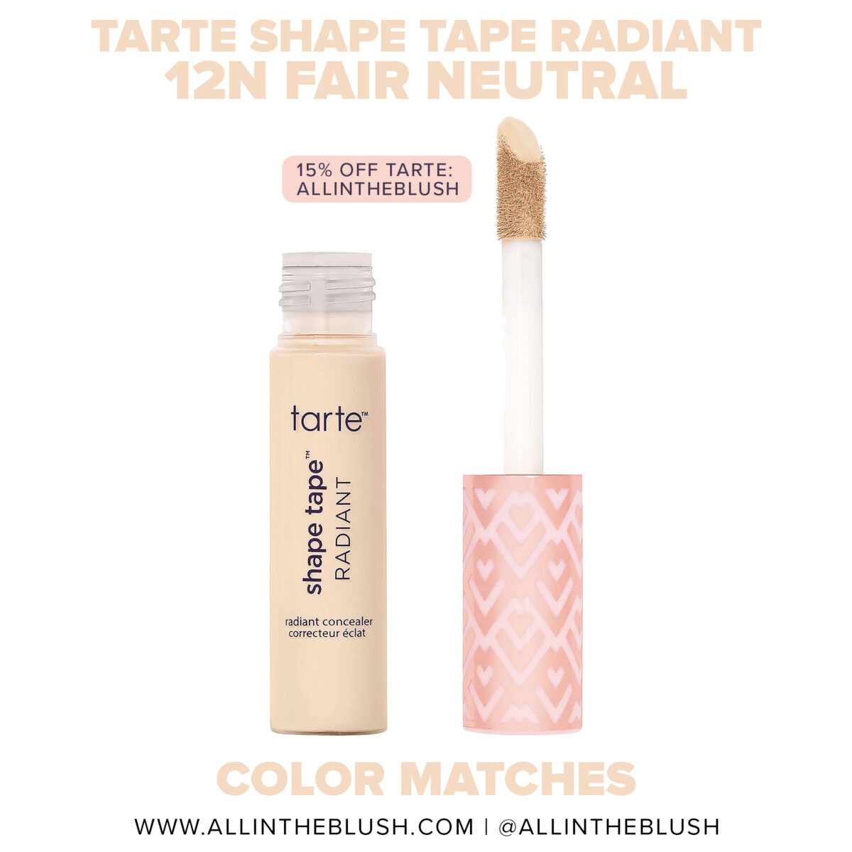Tarte 12N Fair Neutral Shape Tape Radiant Concealer Color Matches