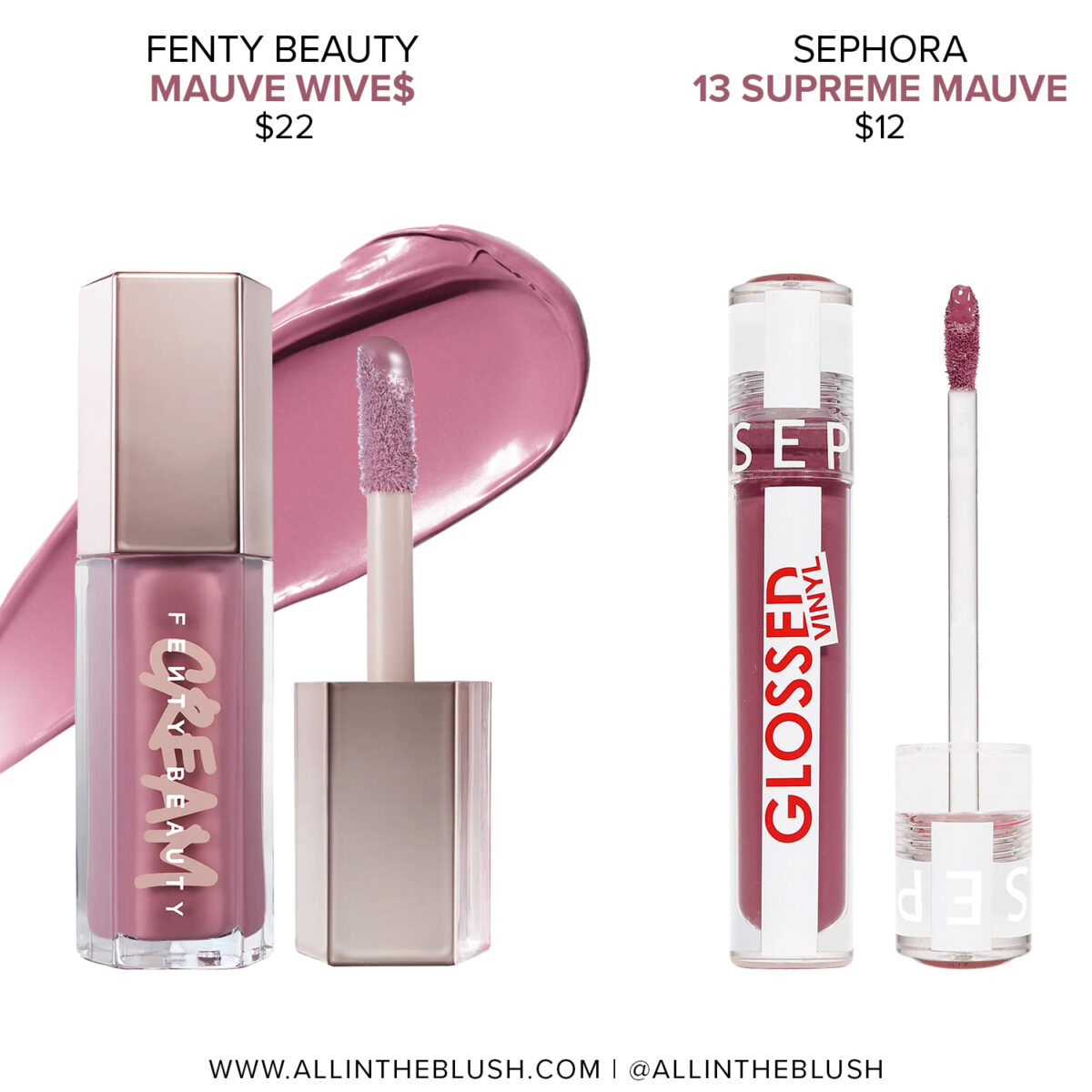 Fenty Beauty Mauve Wive Gloss Bomb Cream Color Drip Lip Cream Dupes