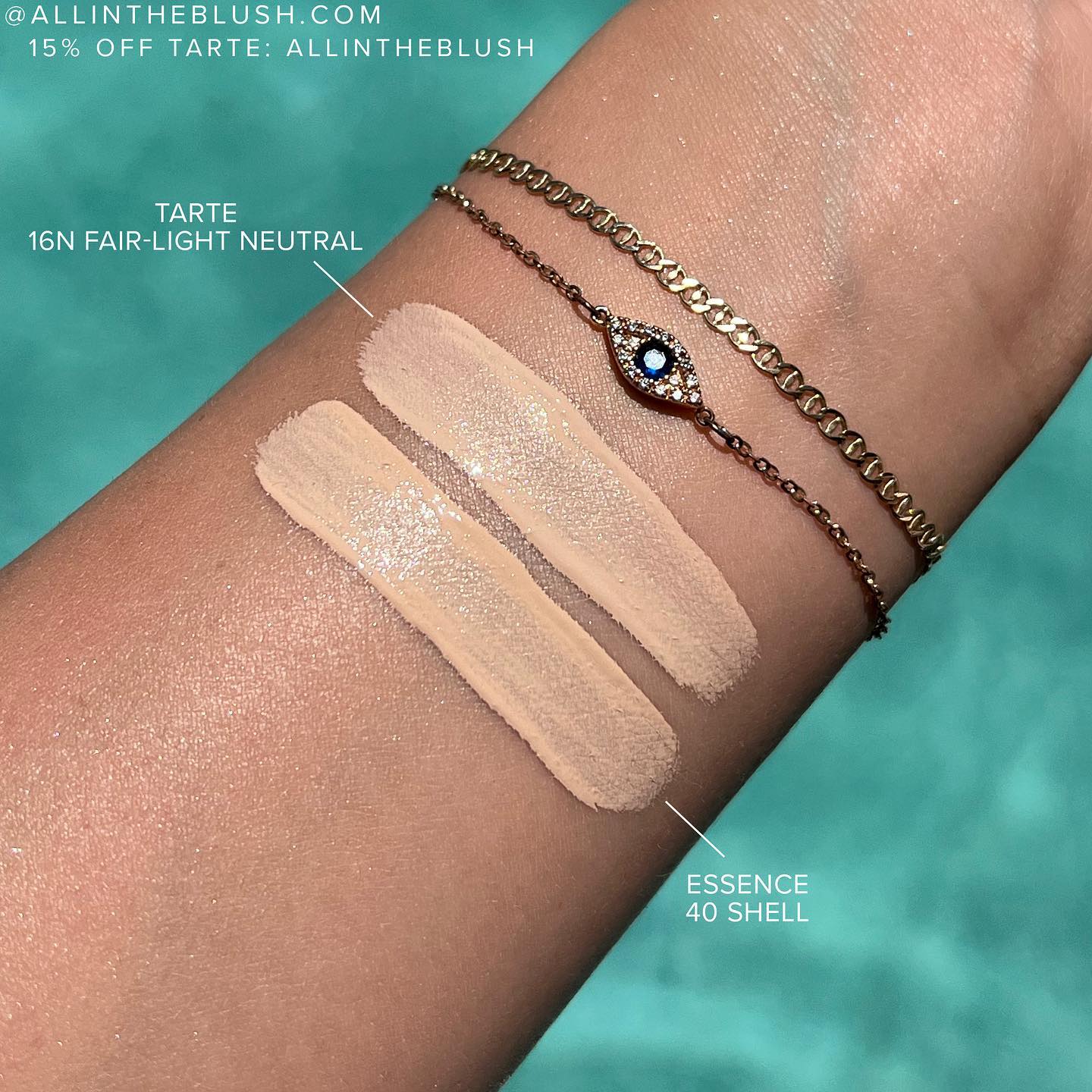 Swatch - Tarte 16N Fair Light Neutral & Essence 40 Shell