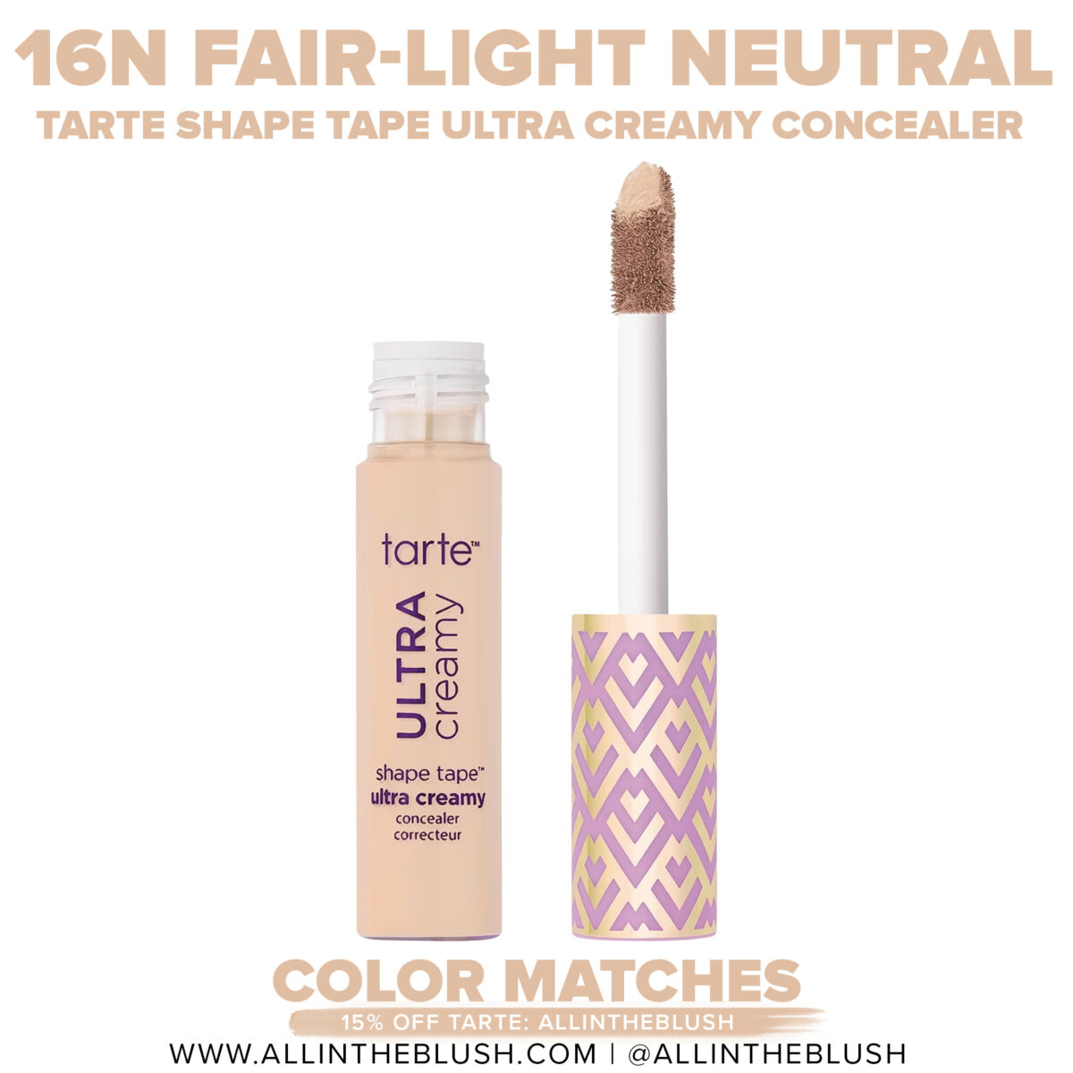 Tarte 16N Fair-Light Neutral Shape Tape Ultra Creamy Concealer Color Matches