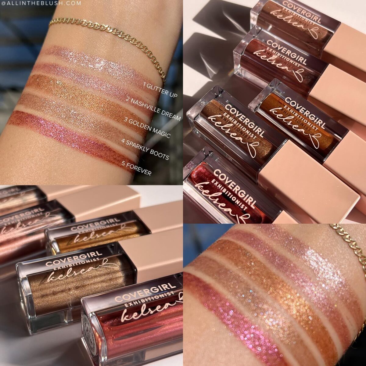 Covergirl Exhibitionist by Kelsea Ballerini Liquid Glitter Eyeshadow Review and Swatches