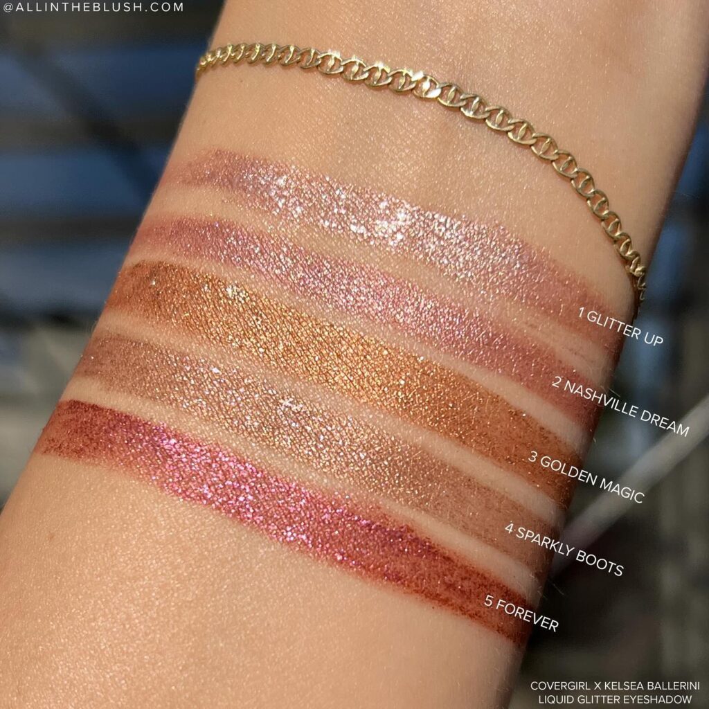 Covergirl Exhibitionist by Kelsea Ballerini Liquid Glitter Eyeshadow Review and Swatches