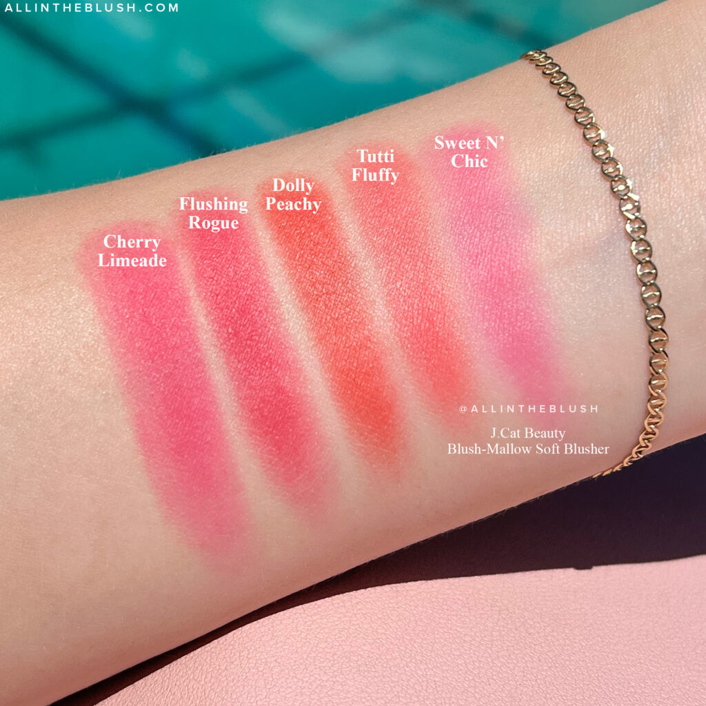 Swatching the J.Cat Beauty Blush-Mallow Soft Blushers