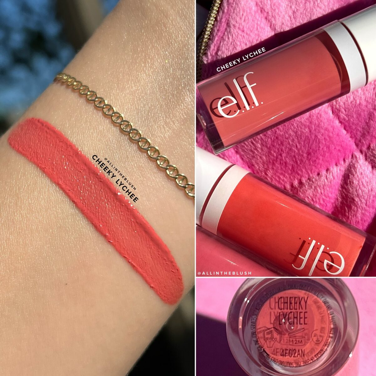 Reviewing & Swatching e.l.f.’s Cheeky Lychee Liquid Blush