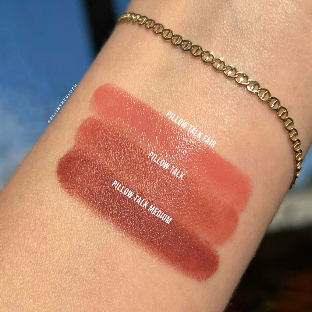 Swatching my Pillow Talk Lipstick Collection