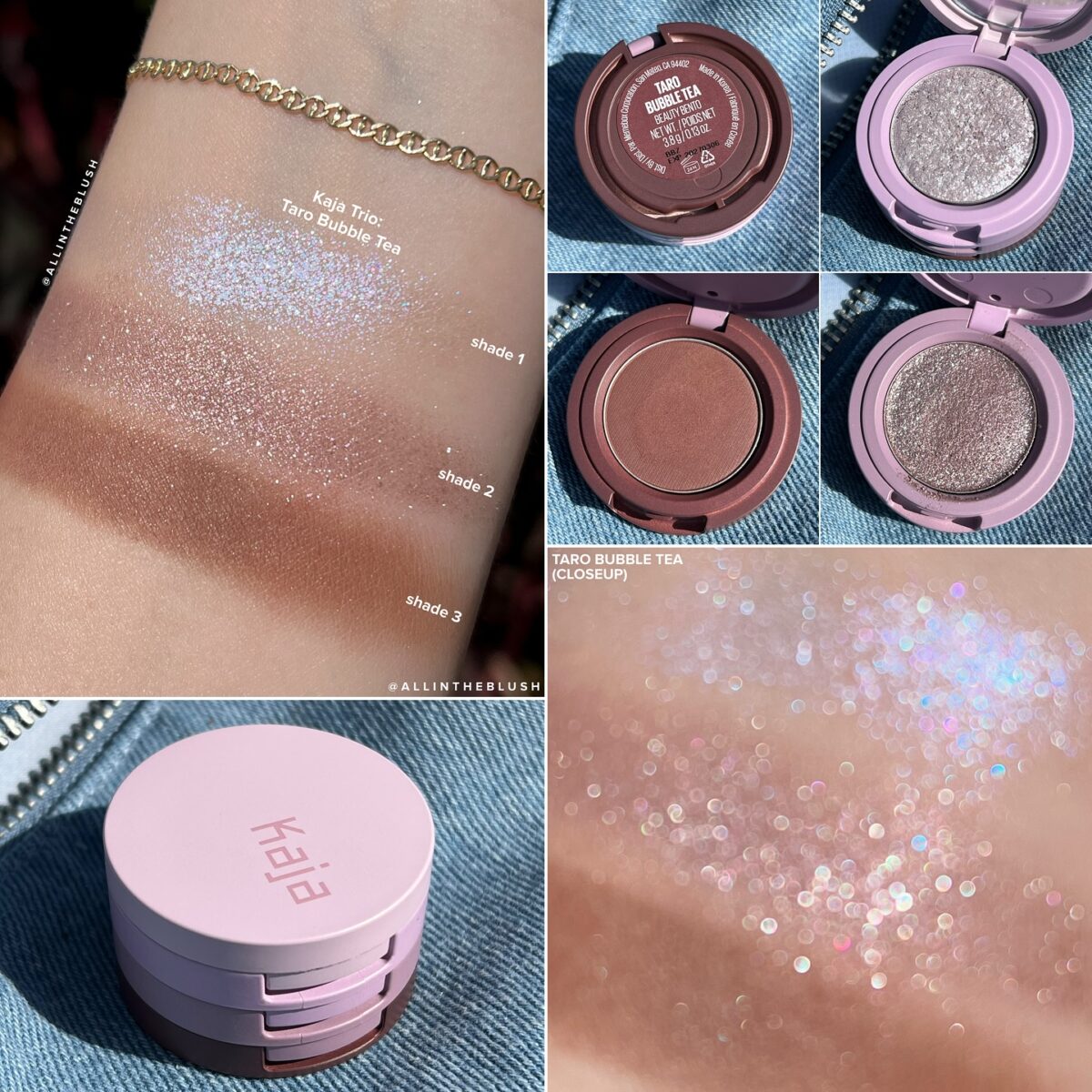 Swatching the Kaja Beauty Bento in “Taro Bubble Tea”