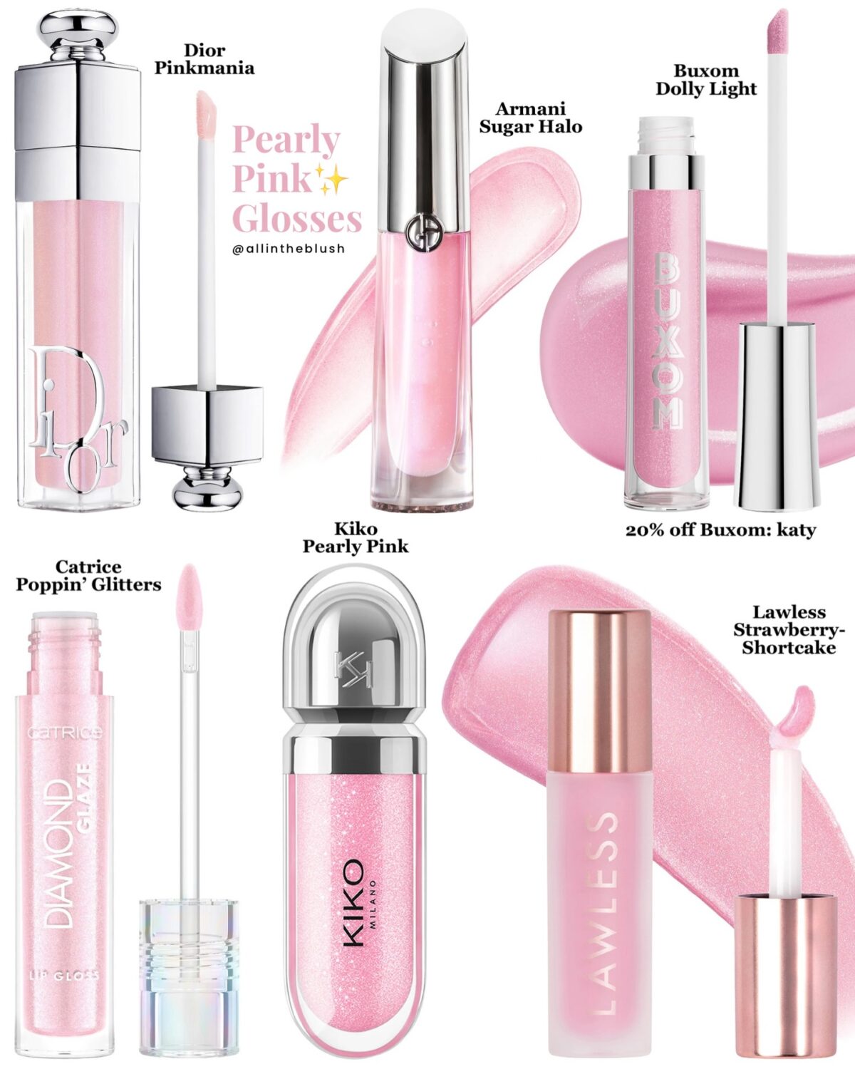 Pink Pearly Lip Gloss Roundup Baby pink pearly shimmer lip glosses