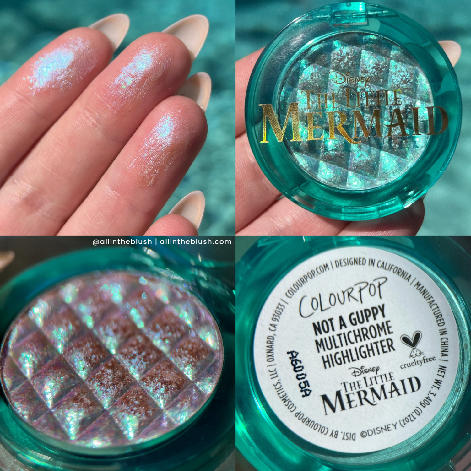 ColourPop Disney Little Mermaid Not a Guppy Highlighter Swatches