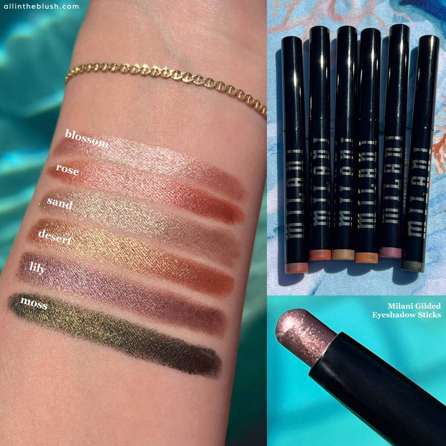 Swatching Milani's Gilded Eyeshadow Sticks