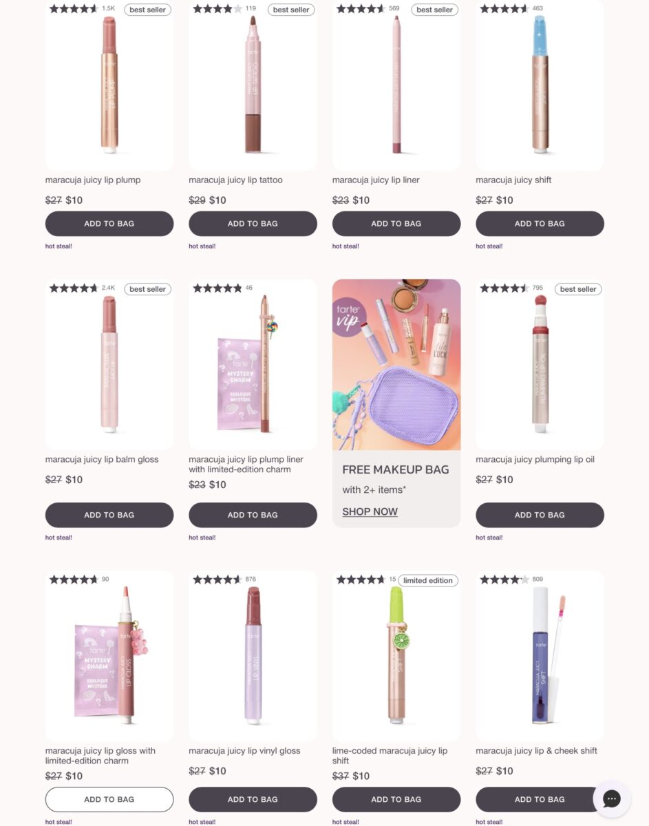 $10 Tarte Lip Products on promo
