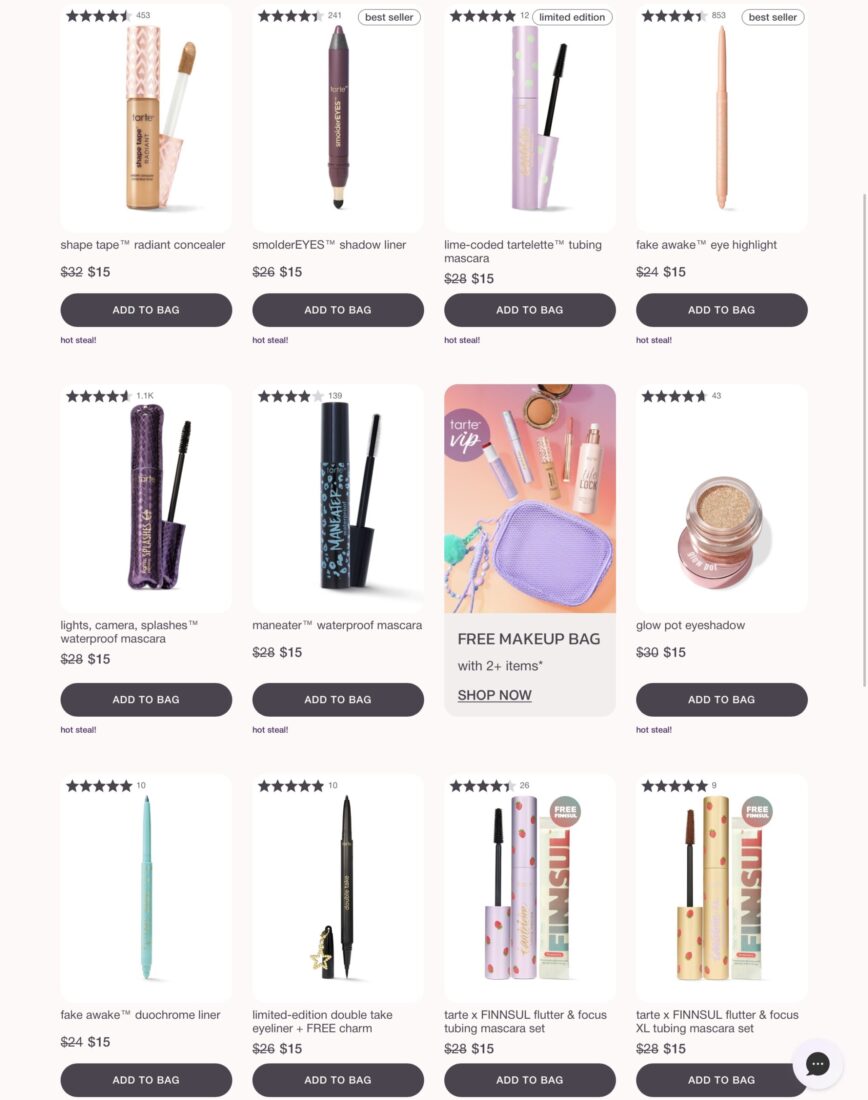 $15 Tarte Eye products on promo